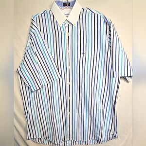 Paul & Shark Royal Ocean Team Button Down Shirt Mens Size 46 / 2XL Blue Stripe